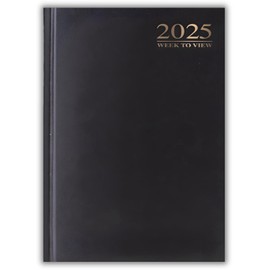 2025 Diary A4 | A5 | A6 Diary Week to View | Page A Day | Desk Diary | Hard Backed For Home And Office Use (Black, A4 Week to View)
