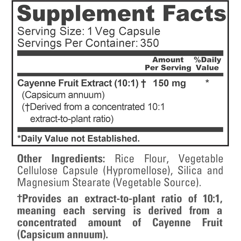 NusaPure Cayenne Pepper Capsules, 150 mg, 350 Veggie Capsules (Non-GMO,