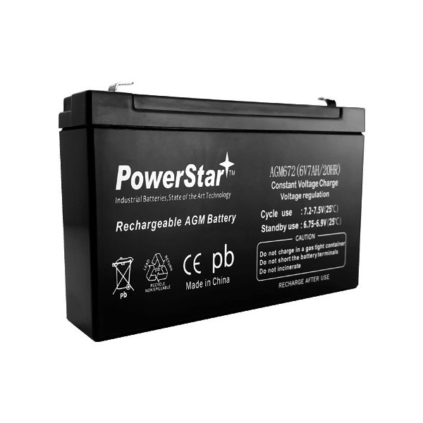 PowerStar Replaces Mighty Max ML7-6 6V 7Ah SLA Battery F1 Terminal