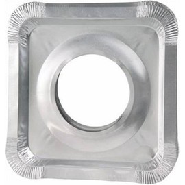 Aluminum Foil Square Gas Stove Burner Covers – Pack of 100 – Disposable Bib Liners for Kitchen Gas Range Top - Keep Your Gas Range Clean with DCS Deals Drip Pans - 8.5 x 8.5 x .5” Inch