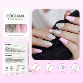 CoolNail Luxury 3D Sexy Red Rhinestones Extra Long Sharp Stiletto False Nails Tips Pointed Stilettos Press On Fingers Nails Full Cover