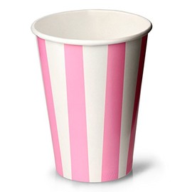 bar@drinkstuff Pink Striped Milkshake Paper Cups 12oz / 340ml - Set of 50 - Stripy Paper Smoothie Cups