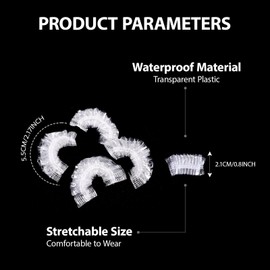 100pcs Shower Ear Protection,Ear Covers for Shower,Clear Ear Protectors Waterproof Ear Covers,Plastic Earmuffs,Waterproof Plastic Ear Covers for Hair Dye,Bathing & Shower Protection