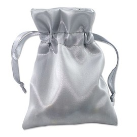 Satin Jewelry Gift Pouches 4x5 Silver (Package of 10) - Drawstring Gift Bags