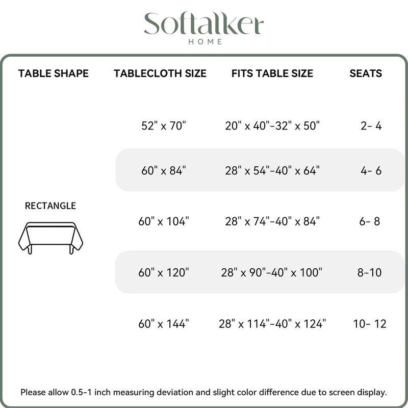 Softalker Linen Textured Rectangle Tablecloth,Waterproof Wipeable Farmhouse Burlap Table Cloth,
