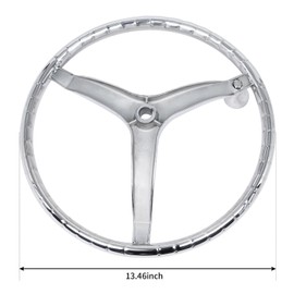 NovelBee 3 Spoke Boat Steering Wheel,13-1/2" Dia Stainless Steel Steering Wheel with 5/8"-18 Nut and Turning Knob Fit for Seastar and Verado