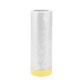 HEROFFIX 1 Pcs for Wall Covering Frames Cars Auto Body Paint Supplies Pre-Taped Masking Film Plastic Cover 1000x110cm / 32.81ftx43.31" Light Yellow White