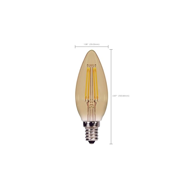 Satco S9986 Candelabra Light Bulb in Light Finish, 4.31 inches