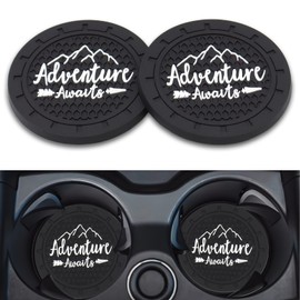 Car Cup Holder Coaster, Silicone Cup Holder Insert, Universal Non-Slip Cup Holders, Car Accessories Interior for Women and Man Interior Sets 2 Pack（Adventure Awaits）