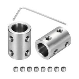 MECCANIXITY Rigid Screw Coupling 10mm to 10mm Shaft Coupler Connector L22mm x D16mm Steel Joint Connector Rigid Coupling Set for 3D Printers DIY Encoder with 8 Screws & Hex Wrench, 2 Pcs