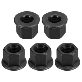 sourcing map M12 Flange Hex Nuts, 5pcs Grade 10.9 Carbon Steel Black Oxide Finished Hex Flange Nuts for Machinery