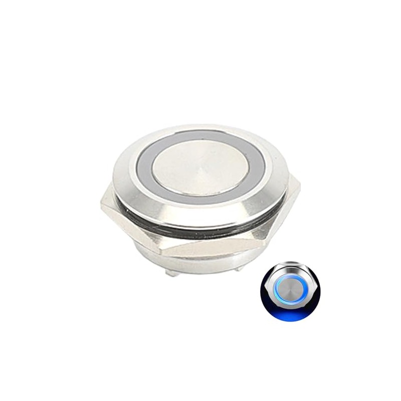 Powice 25 mm Button Waterproof Momentary Switch with Blue LED