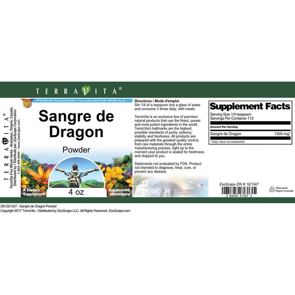 TerraVita Sangre de Dragon Powder (4 oz, ZIN: 521347) - 3 Pack