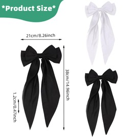 Pack of 2 Hair Bows, Bow Hair, Hair Bows Women's Hair Clips, Hair Clip Bow, Hair Accessories Black Bows, Large Women Hair Accessories, Satin Hair Bow Clip