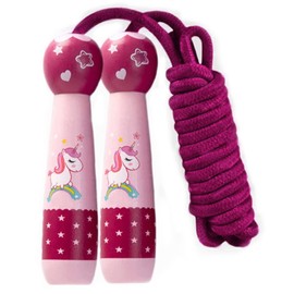 Children's Skipping Rope, Girls' Skipping Rope, Adjustable Cord with Wooden Handle, Speed Jump Rope, Adjustable Cotton Rope Jumping Ideal for Fitness Training for Girls Boys (C)
