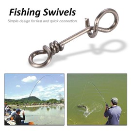 50Pcs Fishing Swivel Clips,Fishing Hooked Snaps Kit,Fishing Line to Hook Clip Connector,Fishing Rolling Ring Swivel Speed Links(4#)