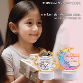 LParkin Best Friendship Lamp Pack of 2 Colourful LED Lamp Night Light with Engraving, 3 Colour Touch Switch, Best Friend Gifts, Gift for Best Friend [Energy Class A]