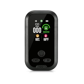 Smoke and Carbon Monoxide Detectors Plug in Wall, Portable Carbon Monoxide Alarm, 4-in-1 CO Detector Smoke Alarm Humidity & Temp Meter, HD Screen, CO Gas Monitor for Home Travel Camping RV (Black)