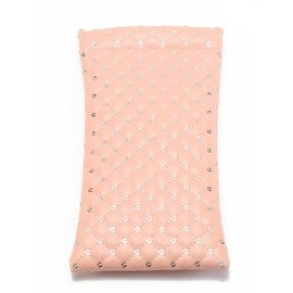 [dot knot] サングラスケース おしゃれ キルティング メガネケース コンパクト ばね式 18cm x 9cm (ブラック・ピンク) スタッズ付き (ピンク) mgt22