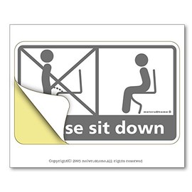 Sitting Toilet Sticker, Don't Stand Up Toilet Sticker, Sit, Sit, No Standing Sticker (Gray)