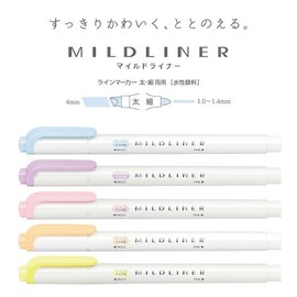 Zebra WKT7-MLL Mildliner, Thick & Thin, Mild Lilac