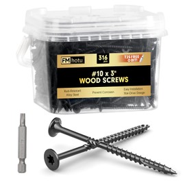 #10 x3 Deck Screws, 316Pcs Star Drive Wood Screws, Rust Resistant Timber Screws for Timber/Log/Landscaping Wood, T25 Star Bit Included, Black