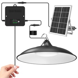 APILAB Solar Shed Light Outdoor Indoor, 2000LM Daytime Available Pendant Light with Pull String, Dusk to Dawn, 3 Lighting Modes Solar Indoor Lights, IP65 Waterproof for Barn, Gazebo, Shop, Garage