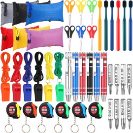 Therwen 36 Pcs Operation Christmas Bulk Mini Operation Tool Kit with Tool Bags Toothbrush Whistle Scissors Screwdriver Tape Measure for Adults Christian Charity Donation Box Gifts Bag Fillers