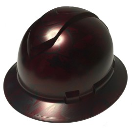 Pyramex Hydro Dipped Custom Hard Hat Ridgeline Full Brim Brandywine Red Graffiti - Satin, 4 Point Harness