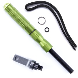 Fire Starter Kit with Lanyard - Ferrocerium - (Neon Green) - for Camping, Hunting, Fishing, Power Outages, Survival, Safety