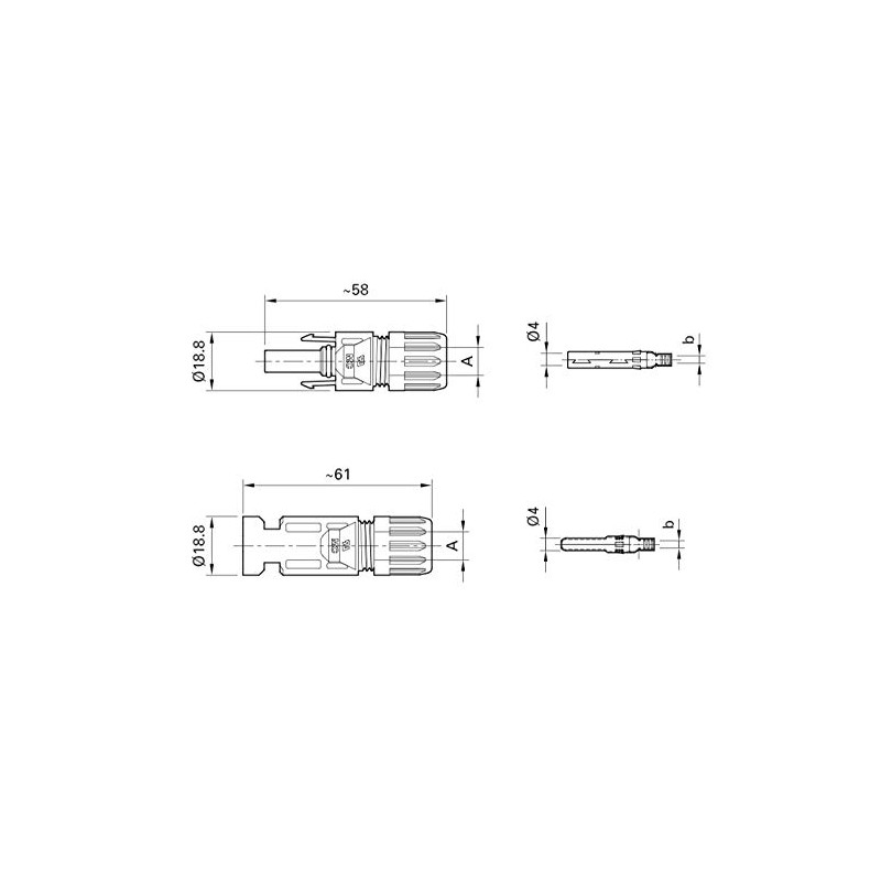 Stäubli MC4 connector for 4 mm2 to 10 mm2 cables