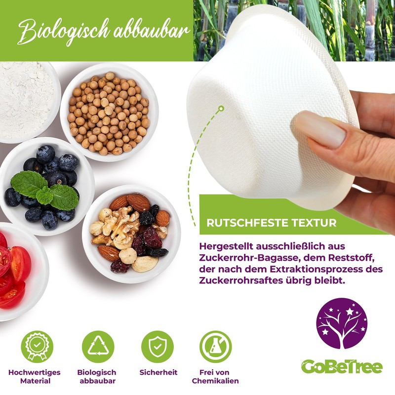 GoBeTree 100 Sugar Cane Paper Bowls 200 ml Disposable Bowls