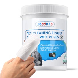 AGOODTO Dog Ear Finger Wipes, Dog and Cat's Ears Ear Cleaning Wipes, can Remove Dirt and Earwax, Relieve itching and Inflammation, pet Ear one-time Natural and Gentle Cleaning Finger Wipes 60 Pieces