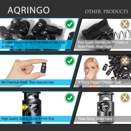 AQRINGO Plastic Cord Locks Single Hole Spring Toggle Stopper Cord Stops Fastener Toggles for Shoelaces, Drawstrings, Paracord, Bags, Clothing, and More (10Pcs, Black)