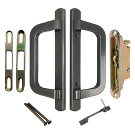 8.5" PGT Sliding Patio Glass Door Complete Handle Kit Set Replacement | Mortise Lock, Keepers, Screws, Latch Lever - 3-15/16" Hole Spacing - Fix and Repair Door Hardware - Bronze