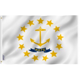 Anley Fly Breeze 3x5 Foot Rhode Island State Flag - Vivid Color and Fade Proof - Canvas Header and Double Stitched - Rhode Island RI Flags Polyester with Brass Grommets 3 X 5 Ft