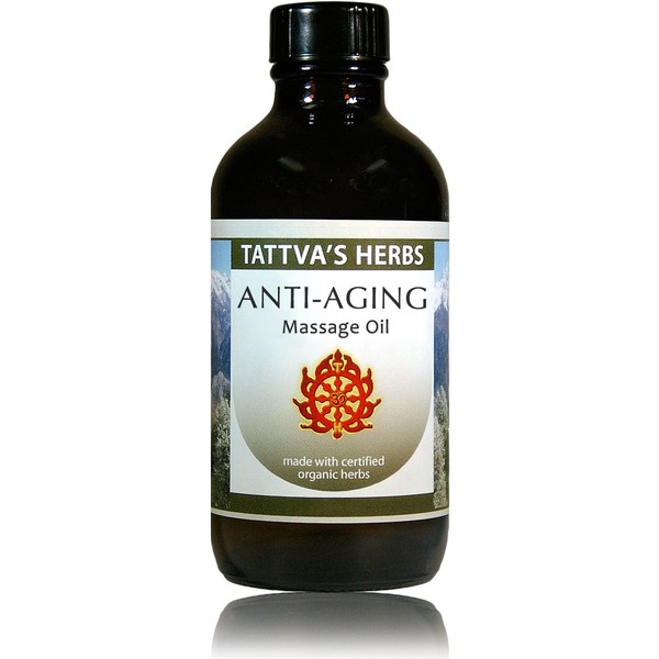Anti Aging Massage Oil - Organic Non GMO - Promotes Healthy Vibrant Youthful Skin, Moisturizes, Nourishes And Hydrates - 8 oz. From Tattva's Herbs
