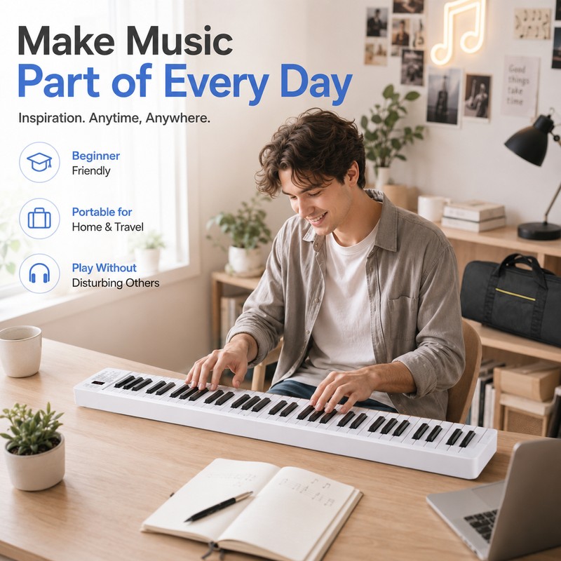 61-Key Foldable Piano Keyboard for Beginners – Portable Electronic Keyboard