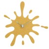 Stephanie Imports Modern Minimalist Yellow Ink Splash Silent Wall Clock