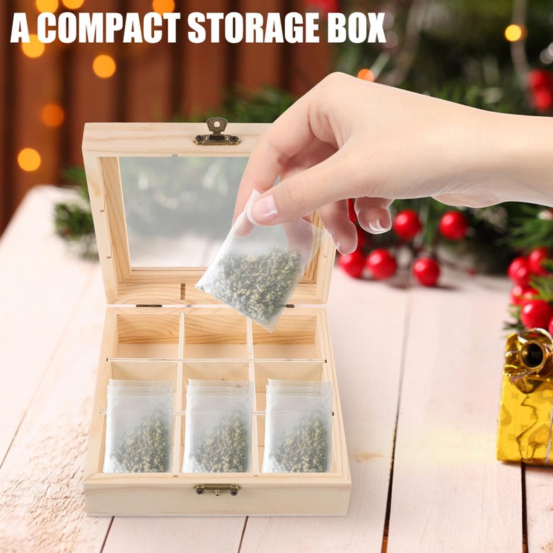 Luxshiny Tea Box Organizer Storage Box - Wooden Tea Bag