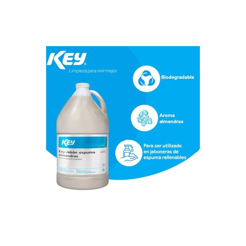 KEY Jabón Espuma de Almendras, 4L | Para Manos y