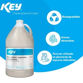 KEY Jabón Espuma de Almendras, 4L | Para Manos y Cuerpo | Jabón de Baño para una Limpieza Suave | Hidratante y Perfumado