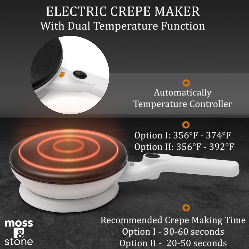 Moss & Stone Cordless Electric Crepe Maker With Auto Power