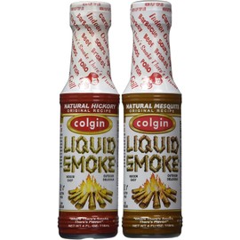 Colgin Hickory & Mesquite Liquid Smoke (4 oz each) Bundle for Home Cooks & BBQ Enthusiasts - Ideal Liquid Smoke for Cooking - Bold Texas Smokehouse Flavor for Meats, Sauces, & Sides (2 pack)