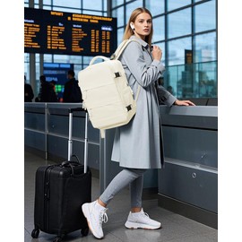 SZSYCN Ryanair Hand Luggage Backpack 40 x 20 x 25 cm Women's Hand Luggage Aeroplane Easyjet 45 x 36 x 20 cm with Laptop Compartment Waterproof Daypack with Shoe Compartment, c7-beige