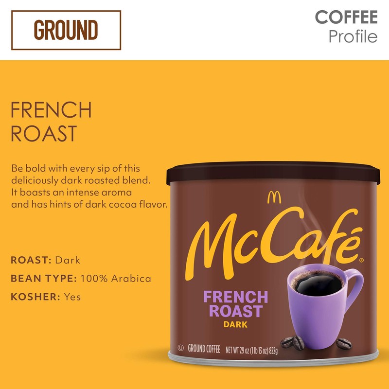 McCafe French Roast, Dark Roast Ground Coffee, 29 oz Canister