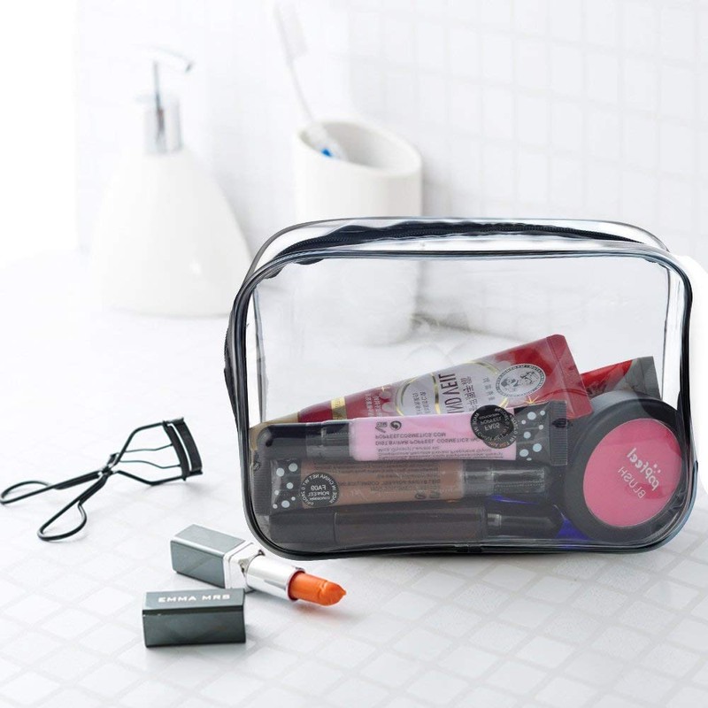 Waterproof Travel Bag with Zipper, Clear (Pack of 3), transparent,