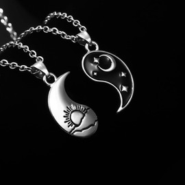 FORUBUS Yin Yang Necklace Sun and Moon Necklace, Dragon Necklace, Wolf Necklace for Men and Women, Matching Yin and Yang for Friendship and Couple Jewelry-sun