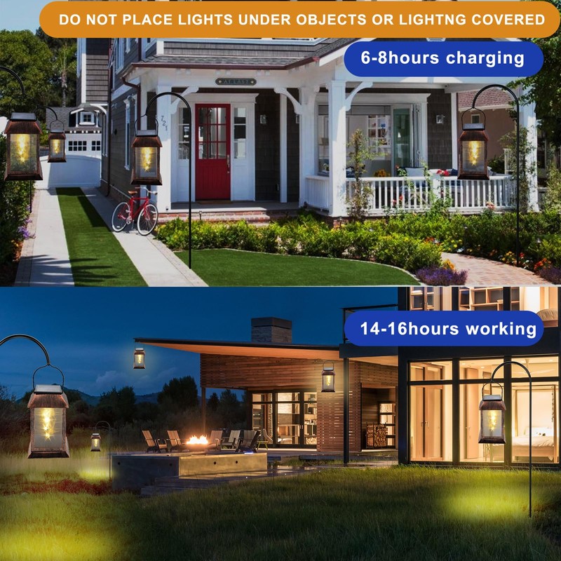 Aosethefrt Solar Lights for Outdoor Use, IP65 Waterproof Metal Hanging