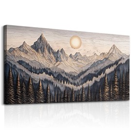 MHARTK66 Abstract Mountain Landscape Wall Painting Wall Art For Living Room Bedroom Wall Decor Office Modern Pictures Wall Decor Sunrise Forest Large Canvas Prints Hanging Modern Home Decorations